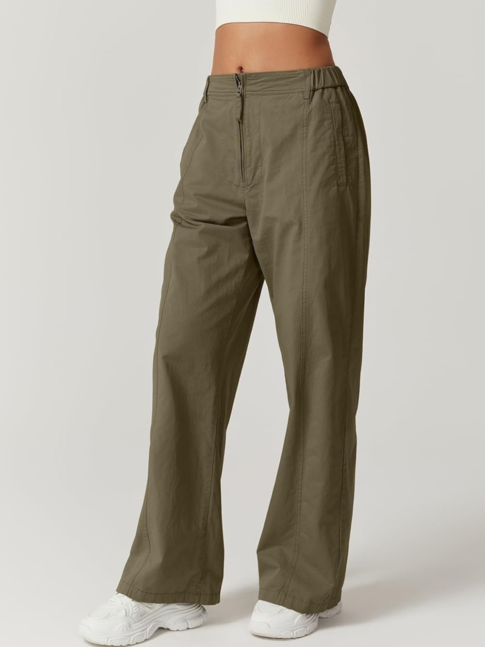 Wide Leg Olive Green Utility Pants